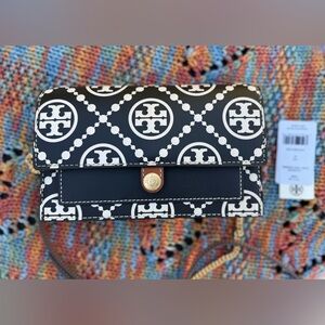 Tory Burch T Monogram Contrast Embossed Chain Wallet